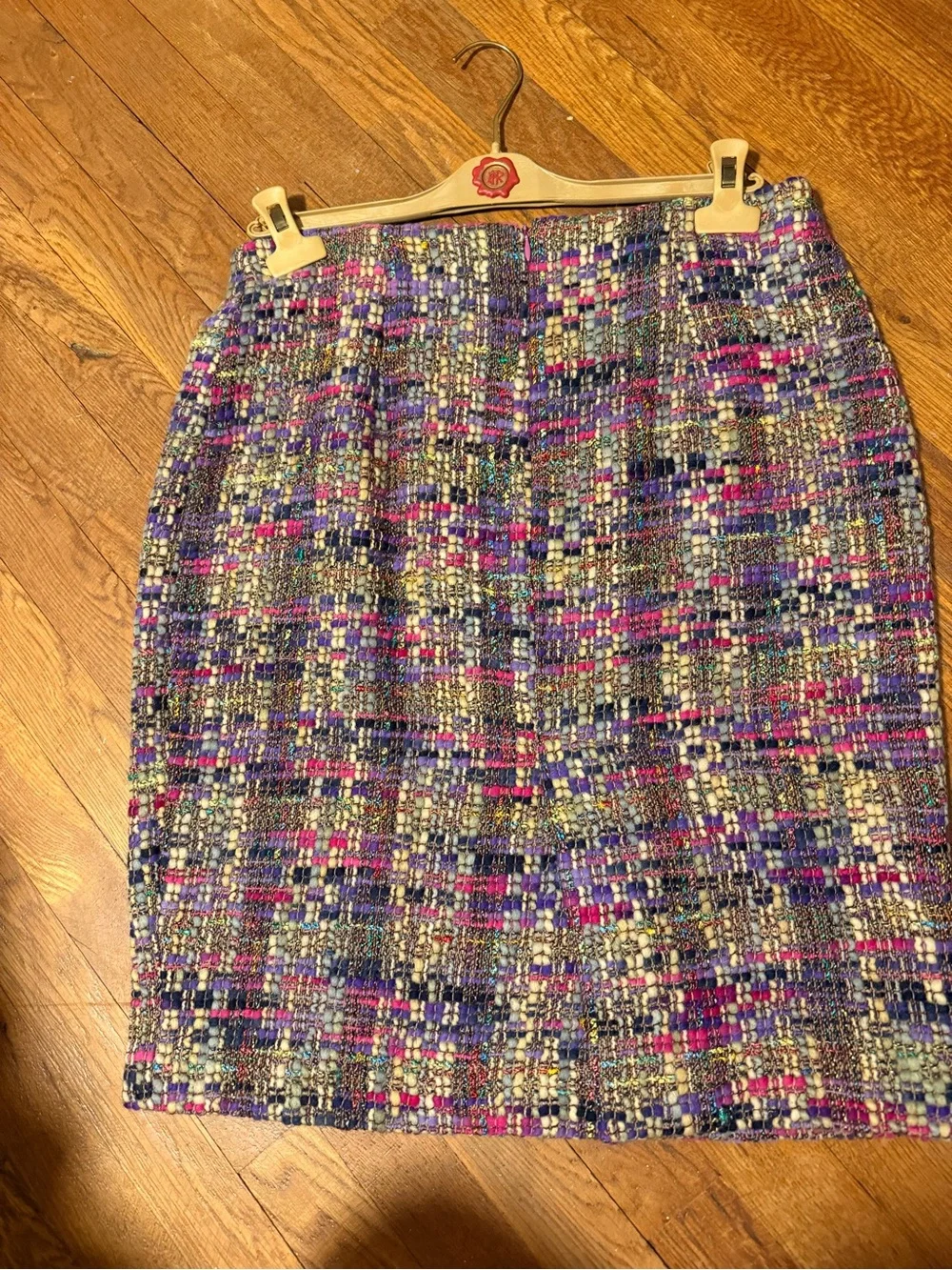Woven Tweed Skirt Suit Set in Purple and Pink - Women